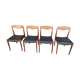 Suite de quatre chaises teck vintage