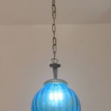 Set of 2 charming vintage Murano blue glass pendant lights, 1960