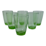 Set of 6 water glasses Made in France in green glass from the 70s