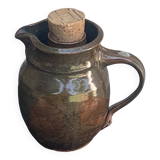 Pitcher, carafe, refreshing jug, ice cube jug, in brown glazed stoneware,