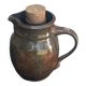Pitcher, carafe, refreshing jug, ice cube jug, in brown glazed stoneware,