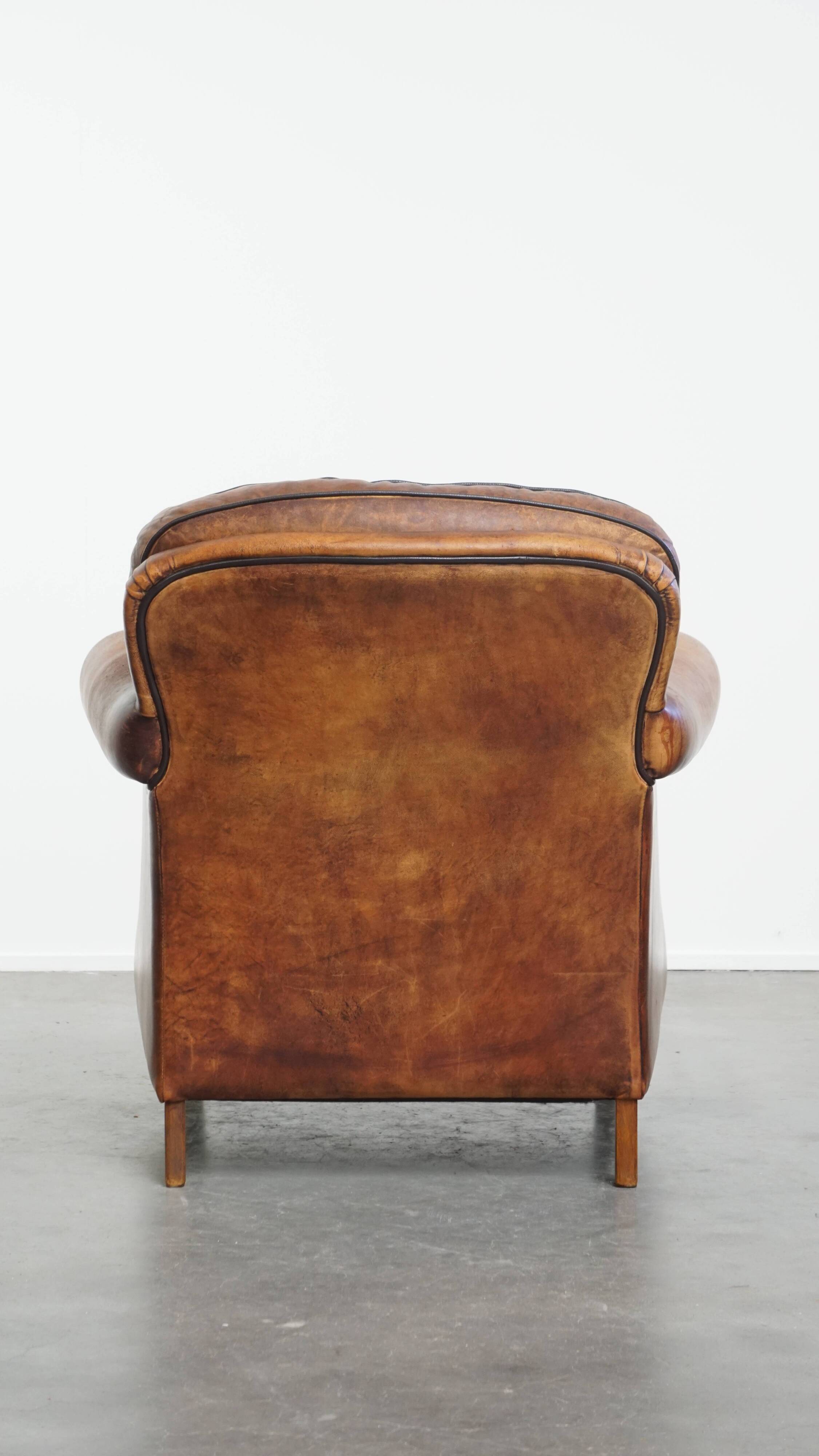 Fauteuil en cuir de mouton de style anglais