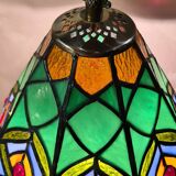 bronze and brass lamp tiffany style glass lampshade 38x32 inter on socket