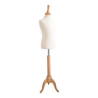 Buste de couturier Vintage Enfant Mannequin Retro Bois tourné Pied réglable Mannequin Buste Torso