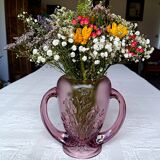 Vintage purple art deco verelys vase, "les campanules" model