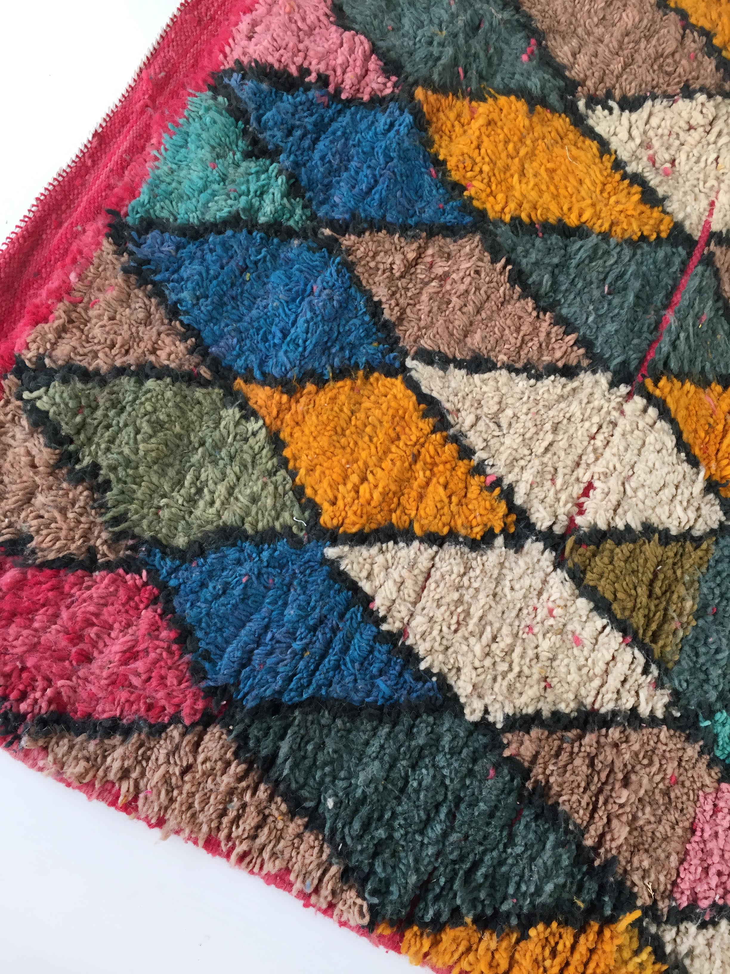 Moroccan Berber carpet Boujaad with colorful diamonds 250x152cm