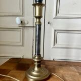 Lamp base in brass and chrome-plated steel