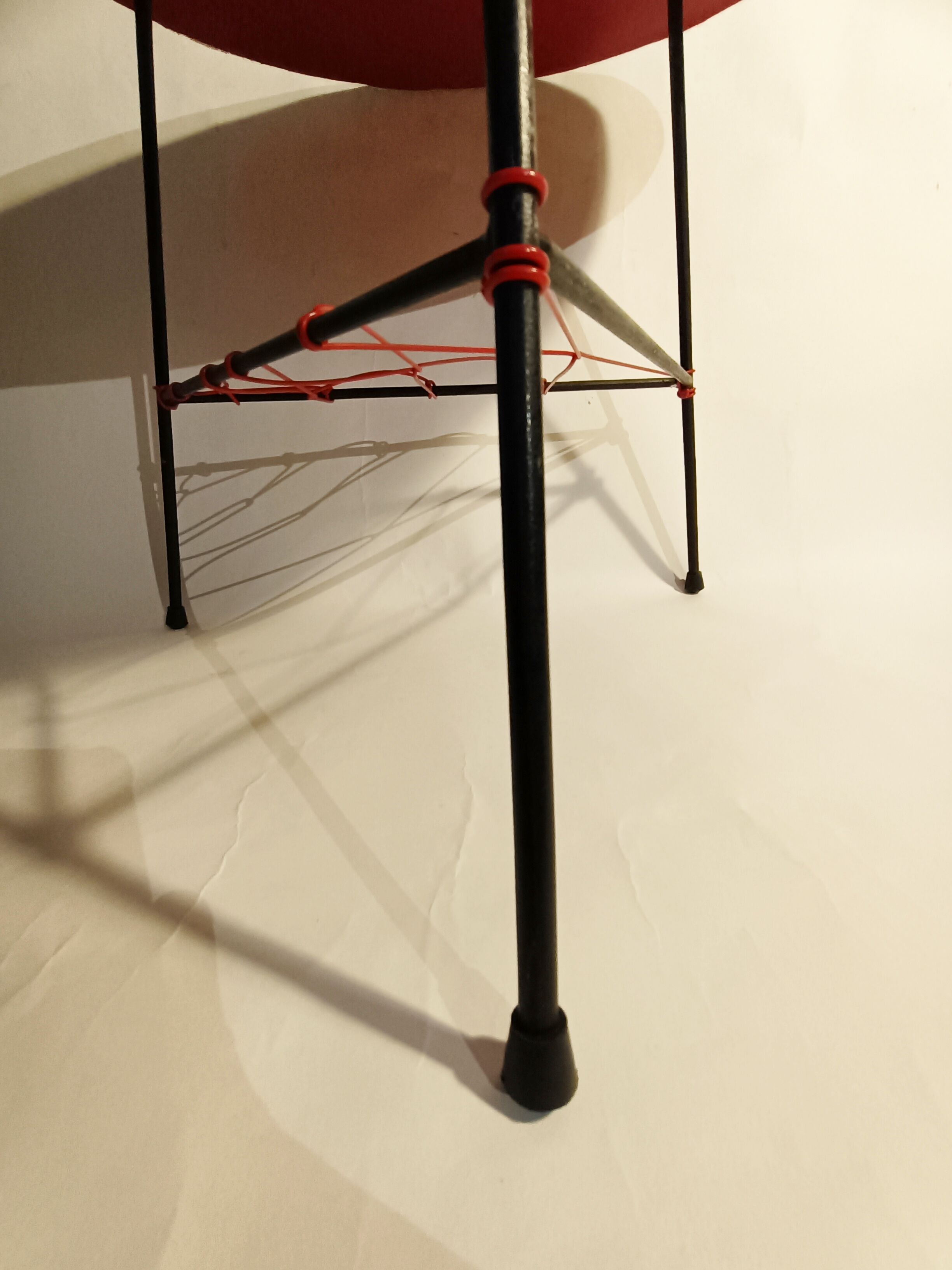 Vintage scoubidou tripod pedestal table 1950