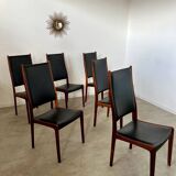 Arne Ovmand Olsen Mogens Kold Lot 6 old Scandinavian design Denmark chairs in vintage rosewood
