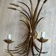 Pair of Golden Metal Wall Lights with Wheat Sheaf Decoration, Circa 1970