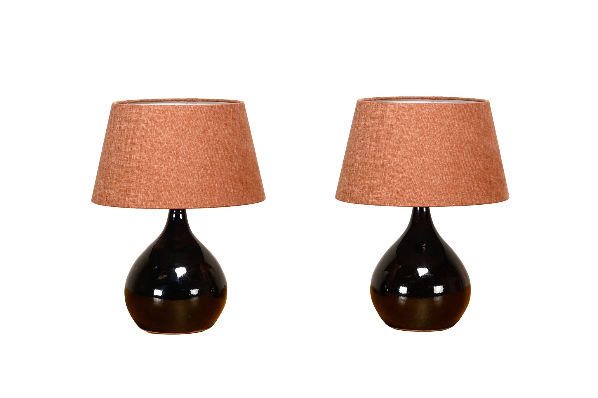 Scandinavian Modern Ceramic dark brown glazed Table Lamps, Denmark 1960s