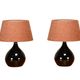 Lampes de table en céramique moderne scandinave émaillées brun foncé, Danemark années 1960.