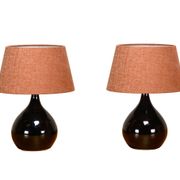 Scandinavian Modern Ceramic dark brown glazed Table Lamps, Denmark 1960s