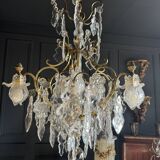 19th Century Cage Chandelier in Crystal and Gilded Bronze (Good Quality)
