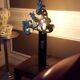 Set of 2 table lamps, old gilded bronze lampshades