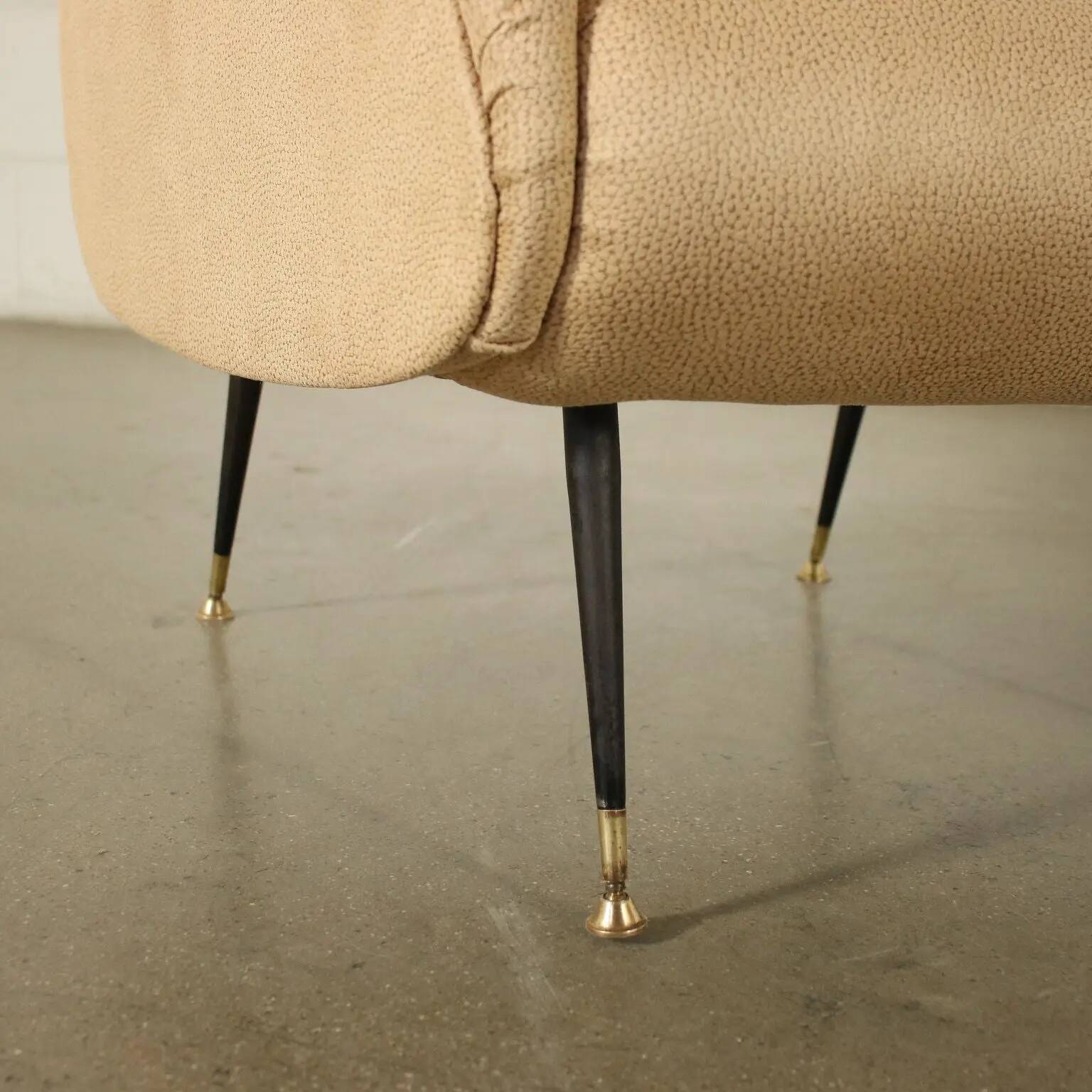 Pair of foam and faux leather armchairs, Italy, 1950s 1960s