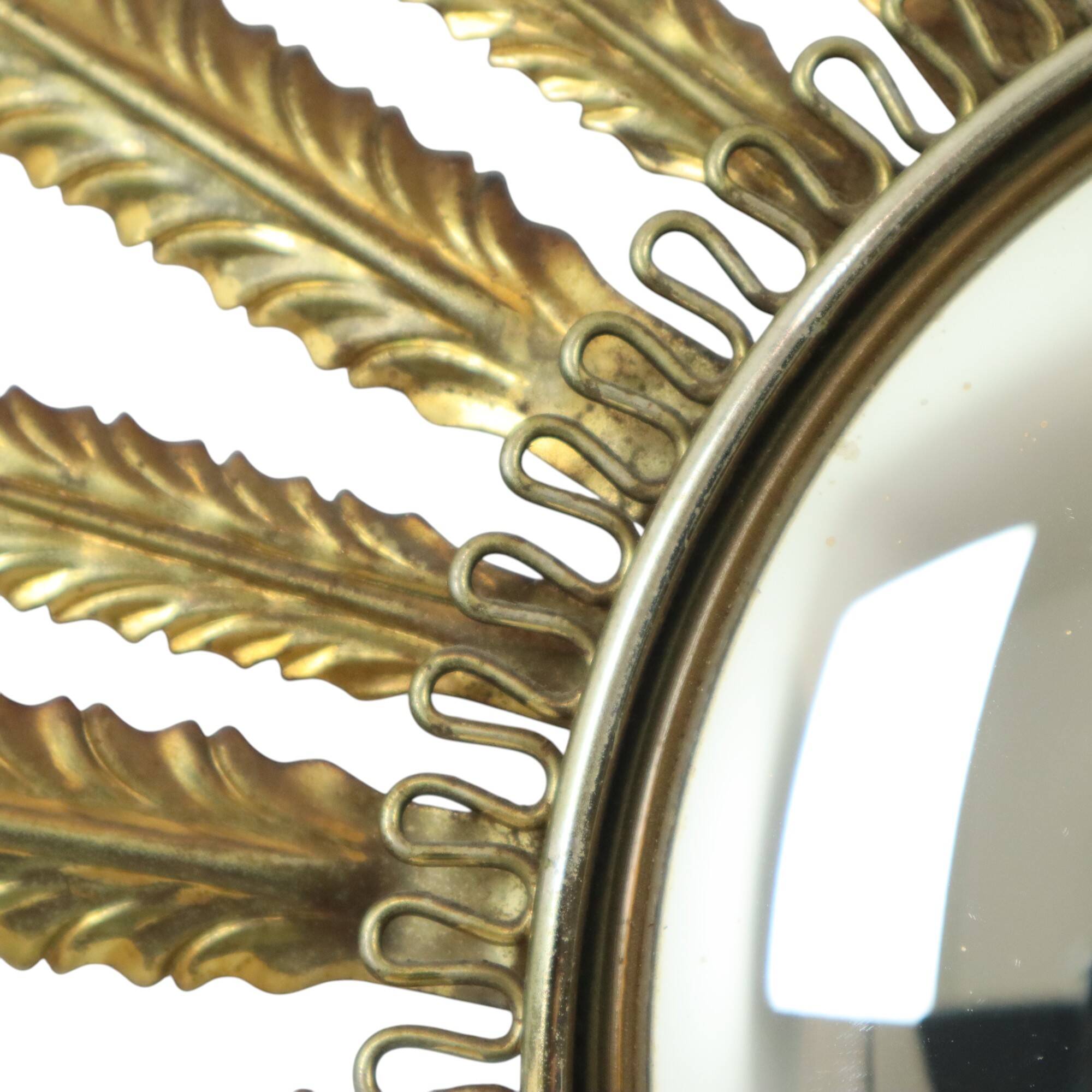 Mid Century Copper Plated Metal Sun Mirror Deknudt Convex 55cm
