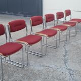 Set of 6 wool and chrome chairs from the 70s