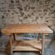 Old French work table / kitchen island / console, beech and chestnut, circa 1930–1950