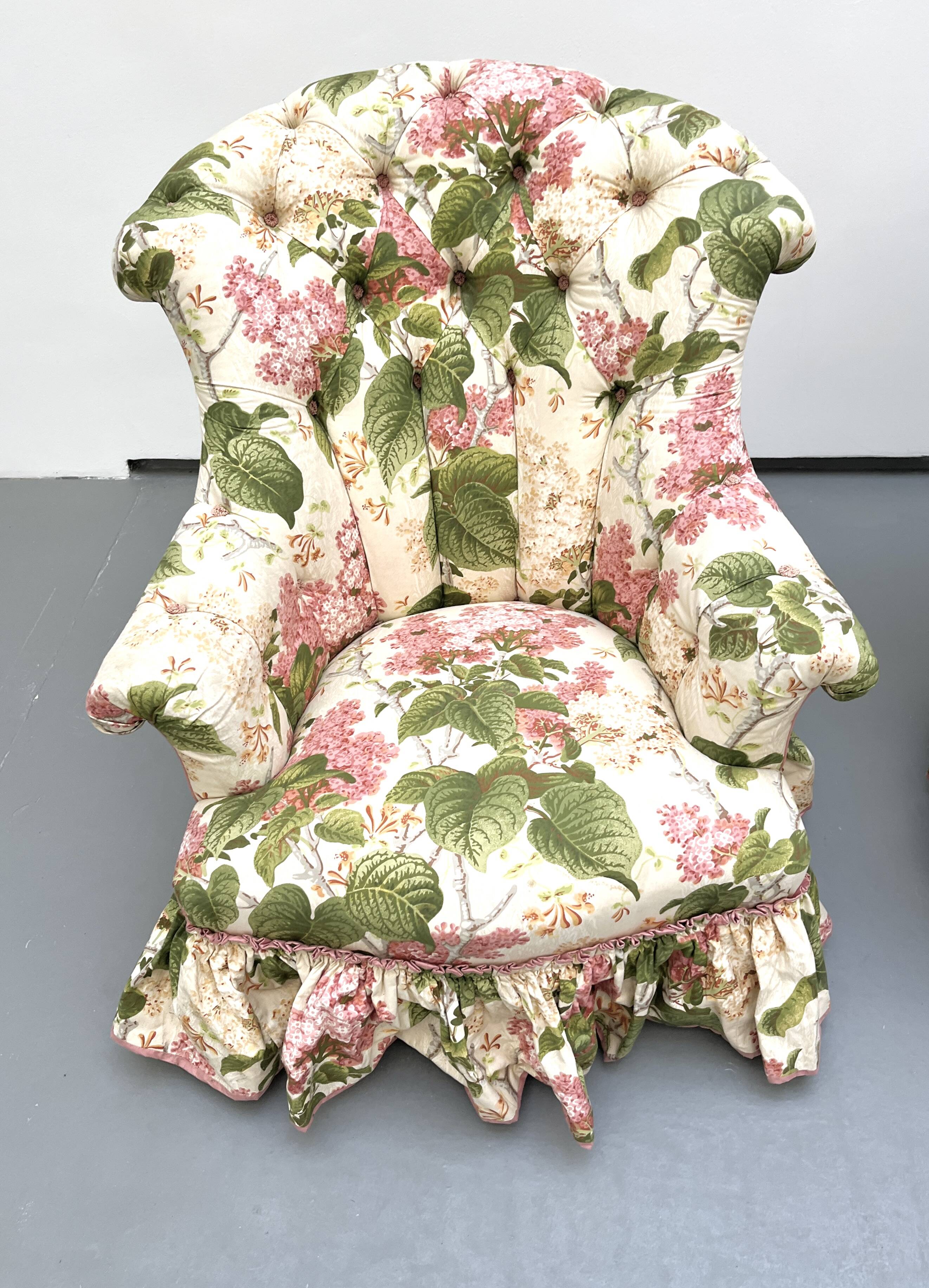 Pair of English armchairs with floral fabric
