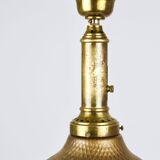 Art Nouveau pendant lamp in brass and glass from the 1920s, ceiling light, Jena, Germany.