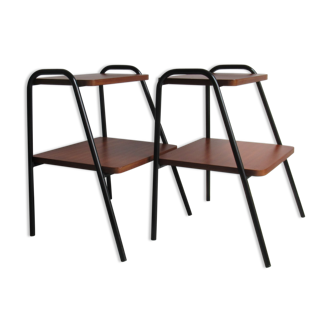 Pair of bedside of Pierre Guariche for Meurop model side tables