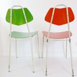 Pair of fiberglass and metal 1950 vintage chairs: french work of the 1950s
