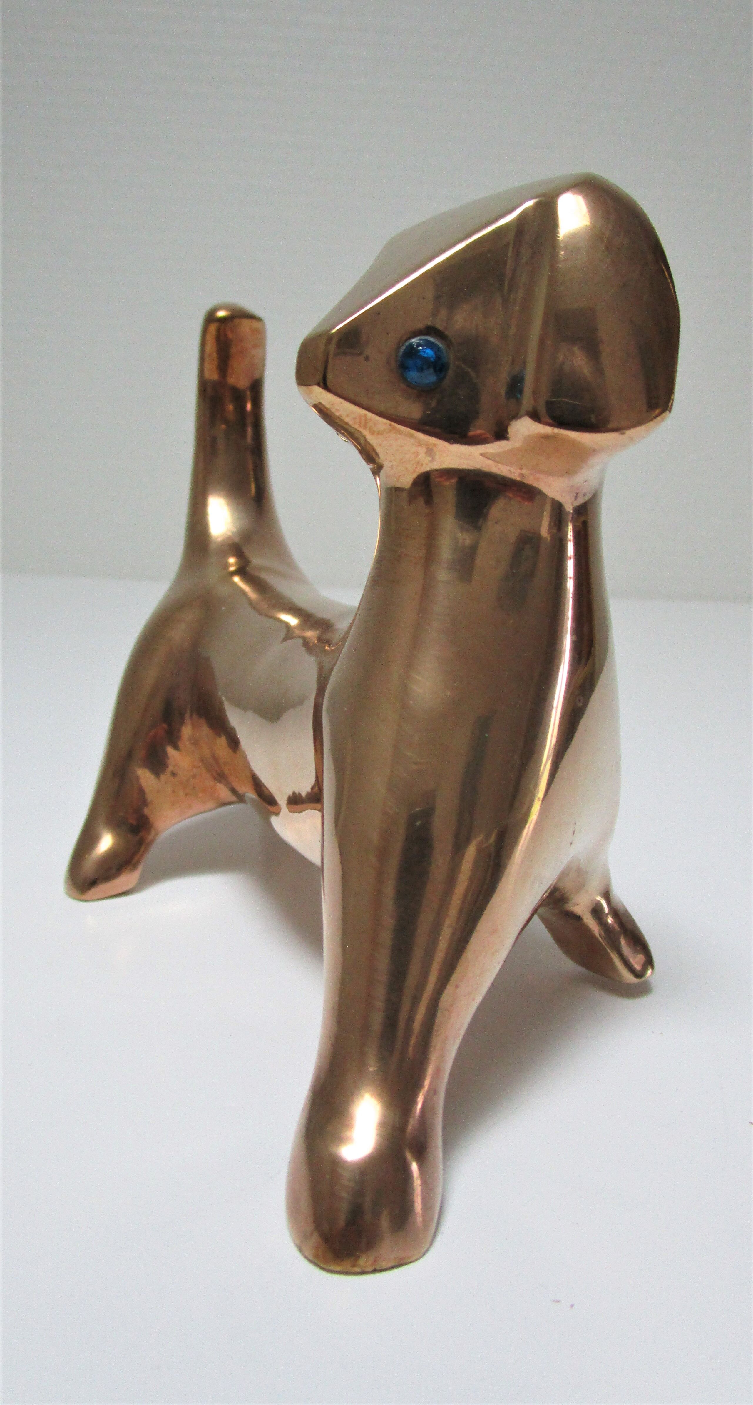 Chien sculptural laiton vintage années 60-70