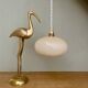 Vintage pendant light with pale yellow opaline glass shade