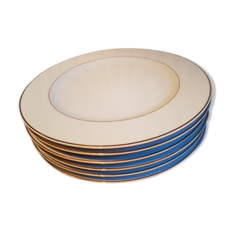 Set de 6 assiettes plates porcelaine liserets or Guy Degrenne