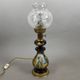 Antique French porcelain table lamp, brass and satin glass, 20th century.