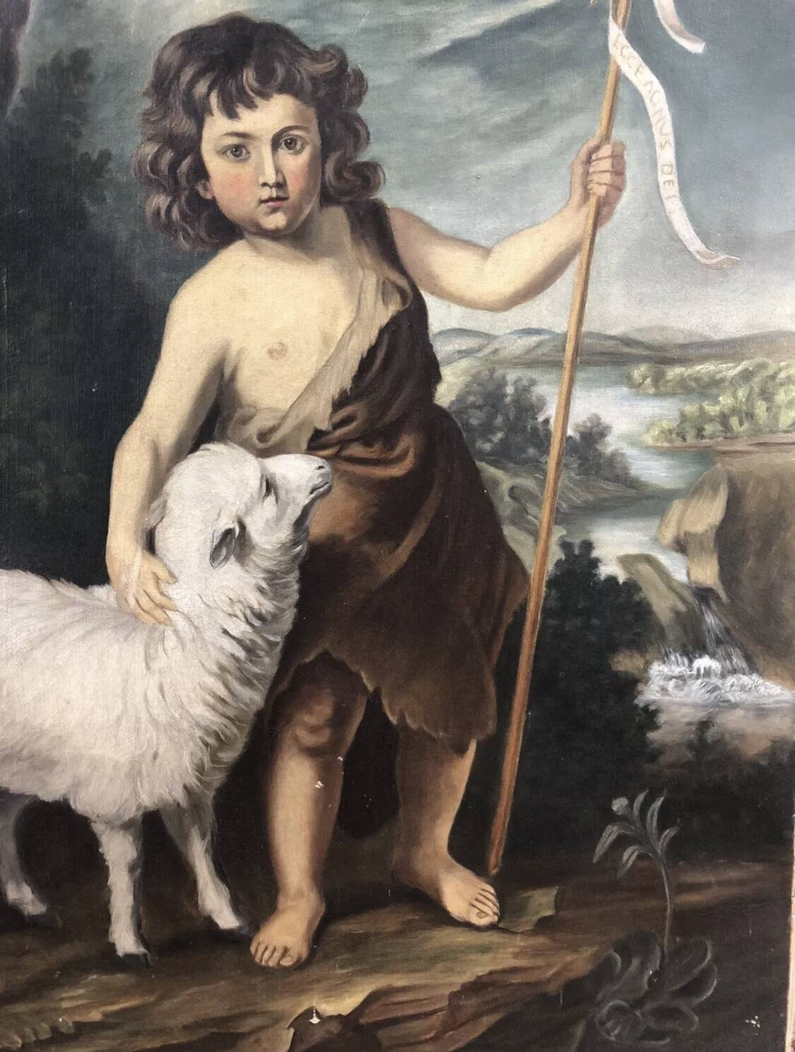 Painting Oil on canvas after Murillo Saint Jean Batiste early 20th century