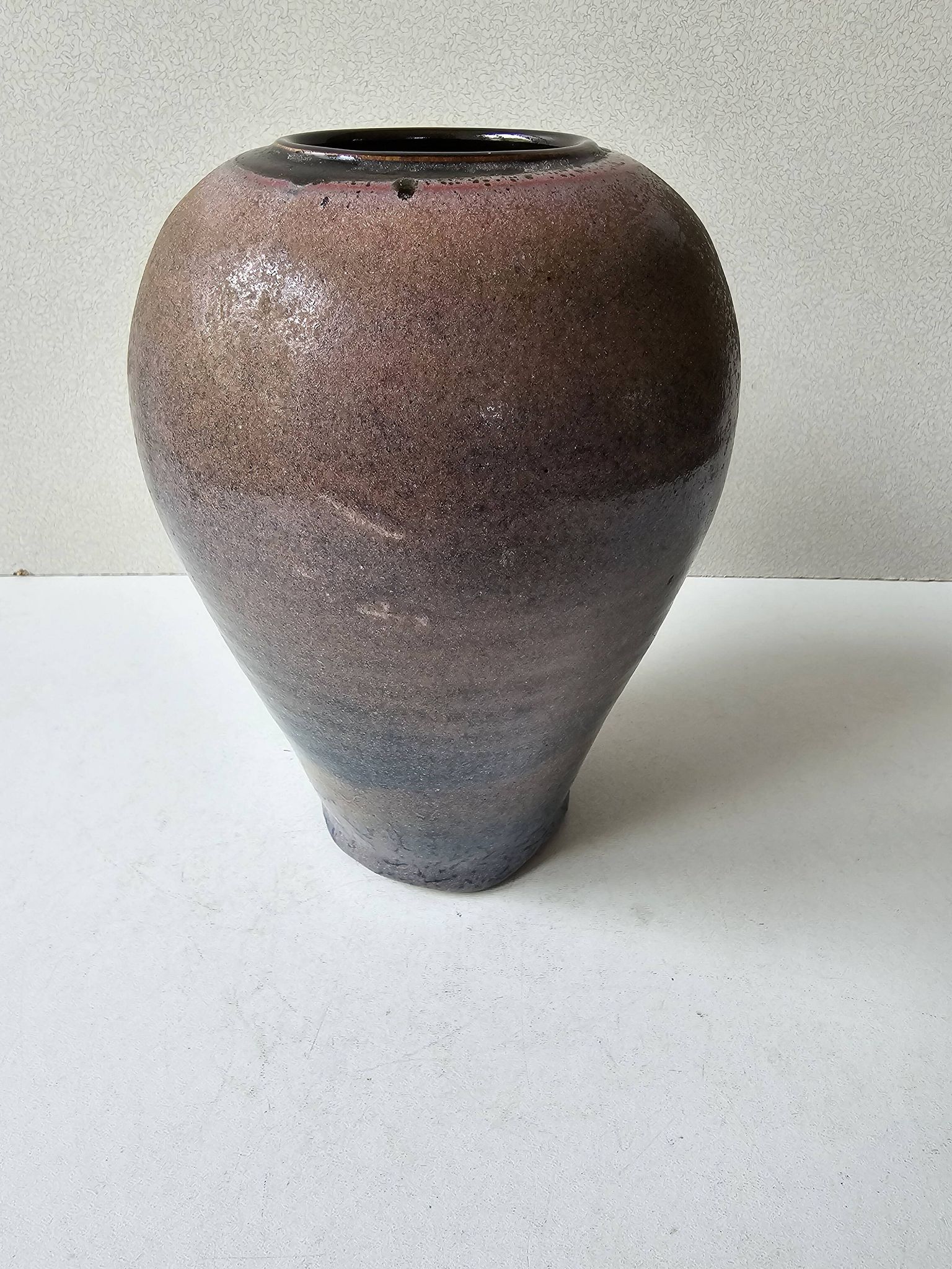Vase en céramique à couverte Marron Bleue - 19cm