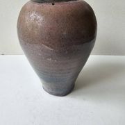 Vase en céramique à couverte Marron Bleue - 19cm