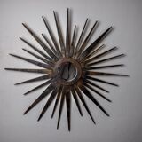 XL wooden sun mirror, France, 1960, 80 cm