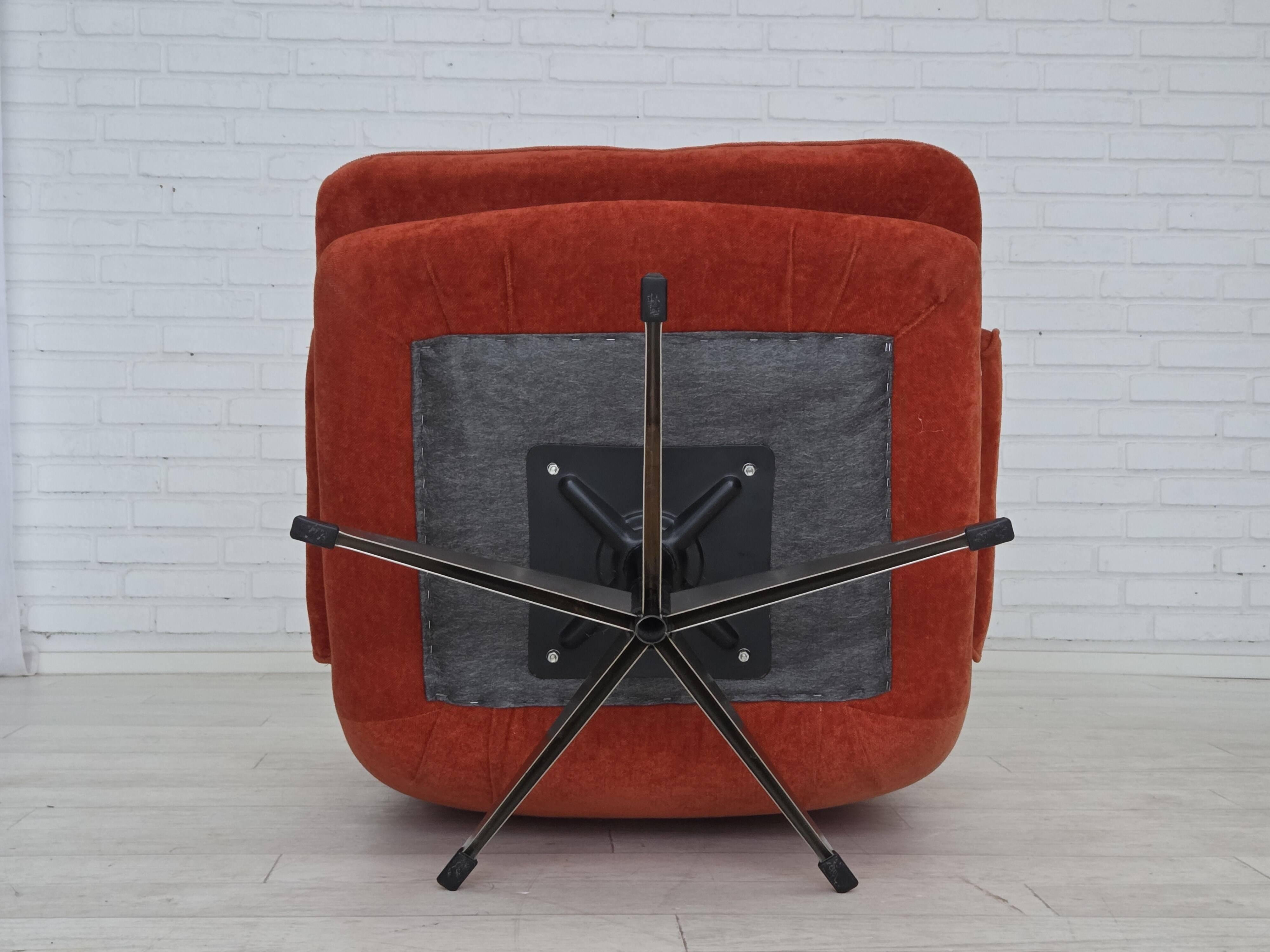 1970s, Swedish swivel armchair by Ulferts Sweden, furniture velour.