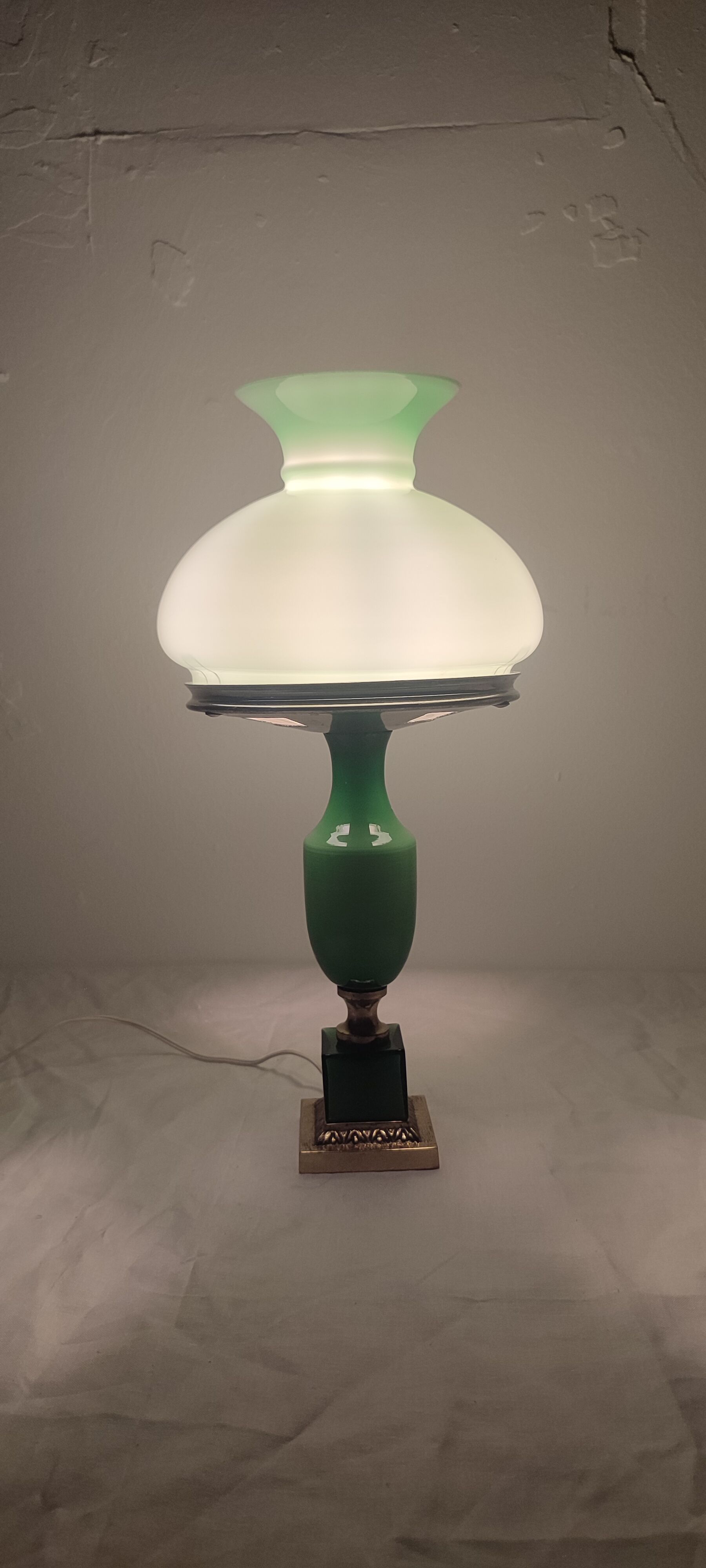 Glass and bronze table lamp, Spain, 1950