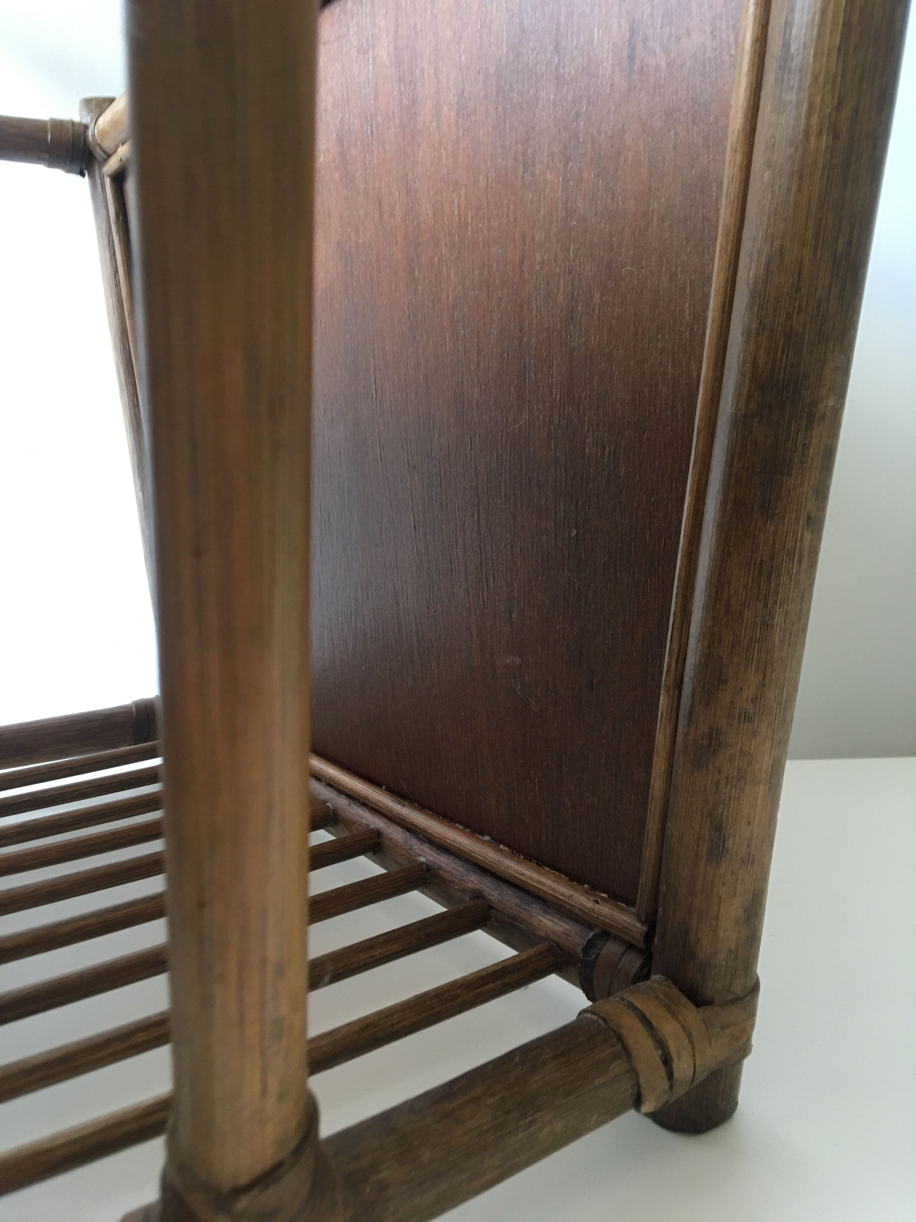 1960s rattan magazine rack