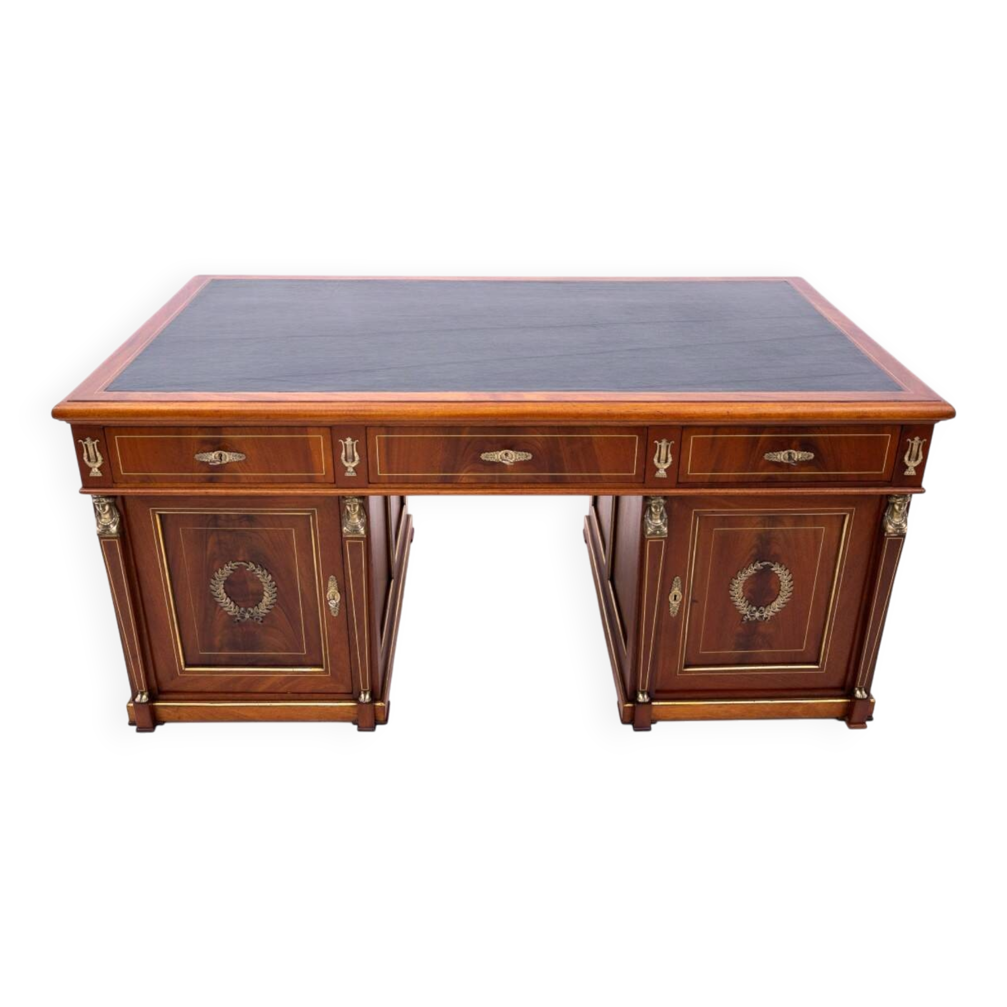 Large double-sided Empire-style desk, France, circa 1870. After renovation.