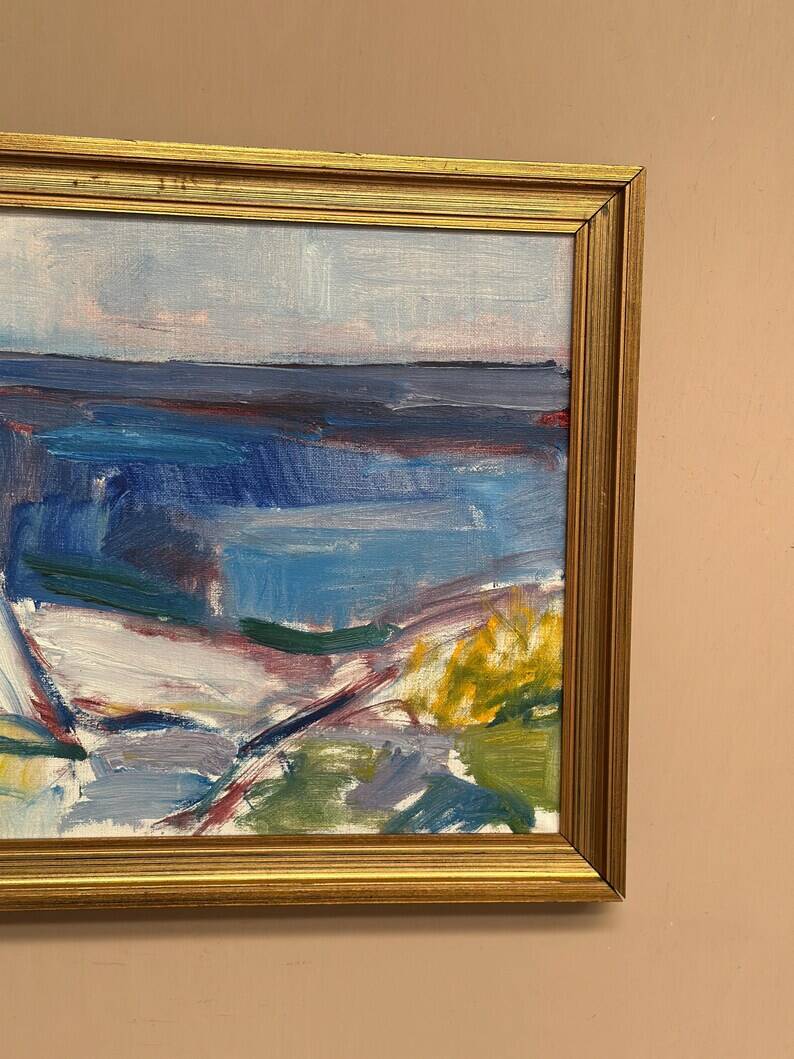Original Swedish Oil on Canvas – “Coastal Landscape” by Arthur Y. Nilsson – Signed – Vintage & Framed