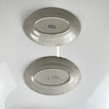 Pair of porcelain serving dishes, Badonviller, red flower, 1950