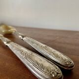 Horn and silver-plated salad cutlery, early 20th century.