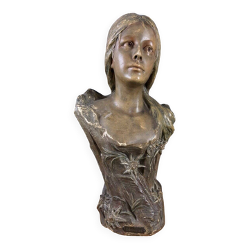 According to Villanis: Terracotta Bust Art Nouveau period around 1900 / H52cm