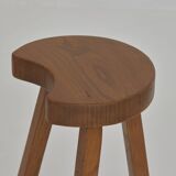 Vintage Solid Beech Brutalist Tripod Stool Circa 1960