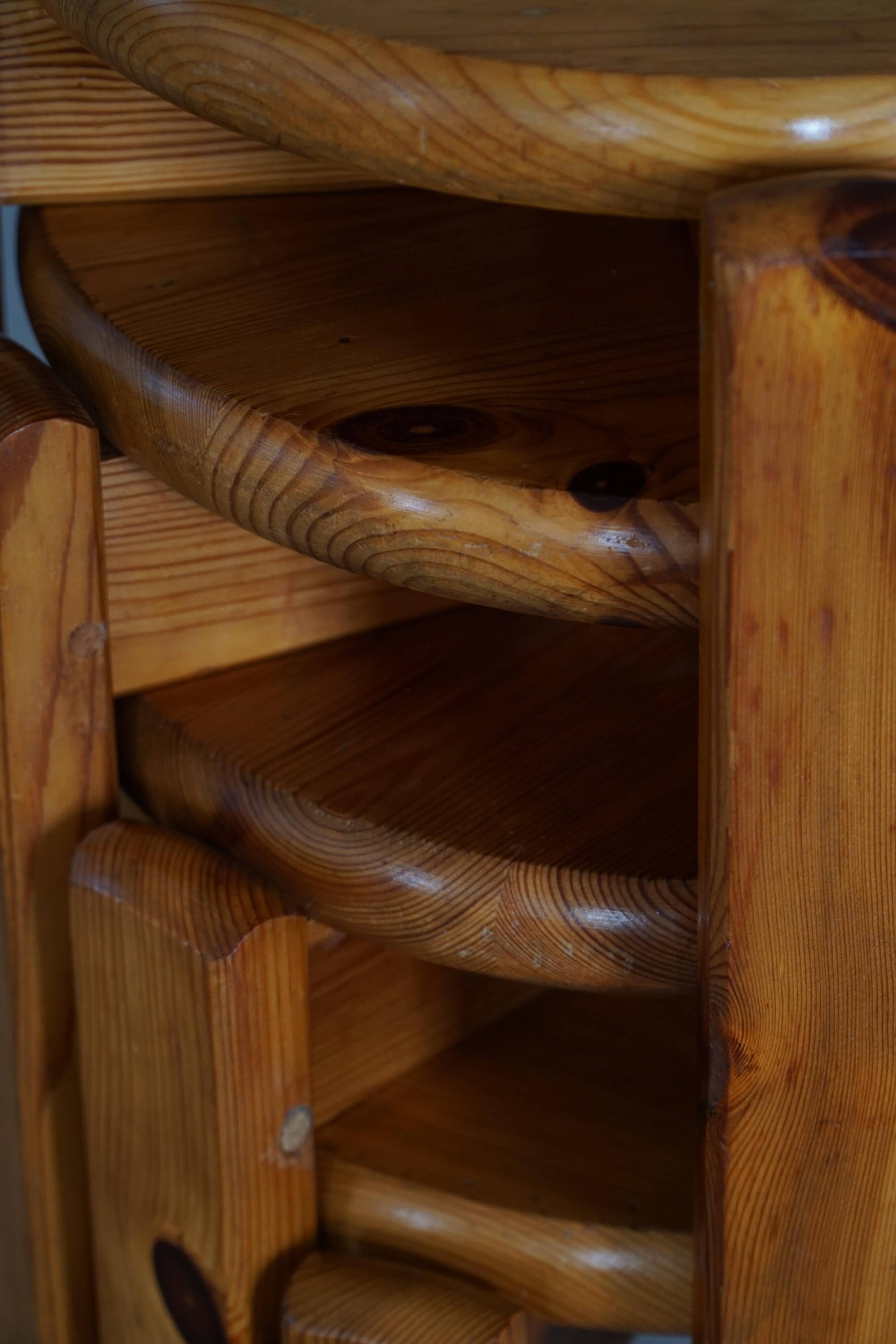 Mid-20th century, set of 4 vintage stackable pine stools, Danish design.