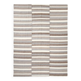 Tapis Kilim marron beige 8x10 pour salon, 226x306 cm