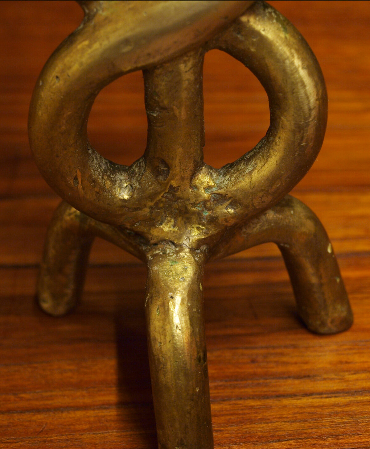 Brutalist bronze chandelier