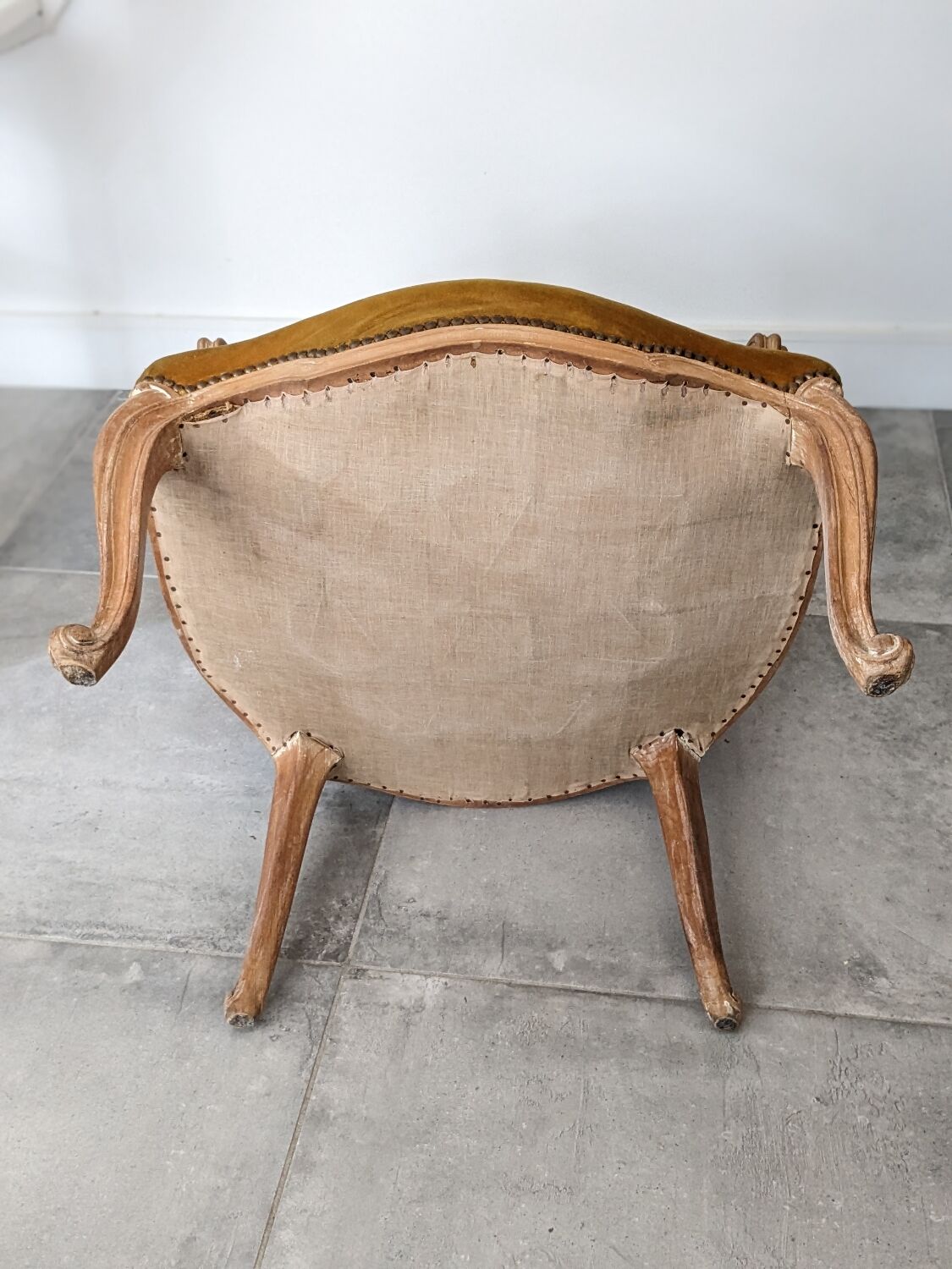 Vintage velvet convertible armchair mustard yellow