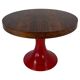 Italian Art Deco Round Table in Ziricote Wood with Red Lacquered Base, 1950