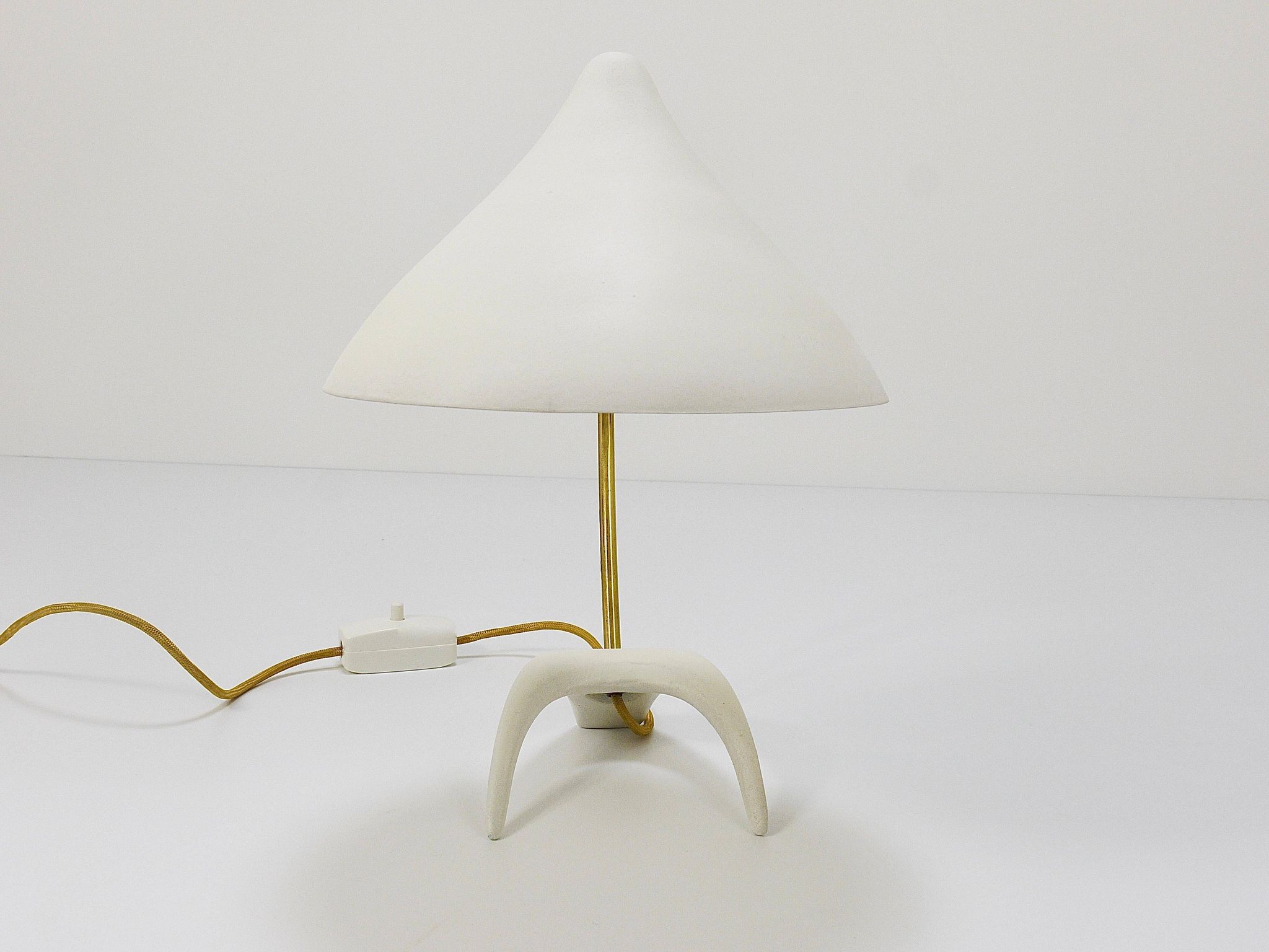 White brass desk or table lamp in the Louis Kalff style from the 1950s.
